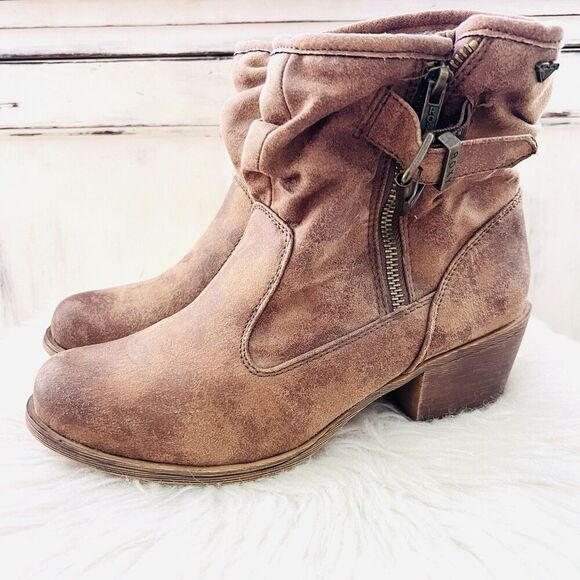 ROXY Shoes - Roxy Brown Suede Leather Super Soft Sherpa Lined Slouchy Ankle Boot 7.5 Mulberry